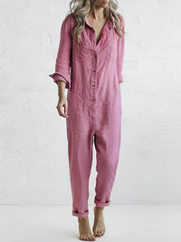 FRIDA - LANGÄRMELIGER JUMPSUIT MIT KNÖPFEN – Rosa