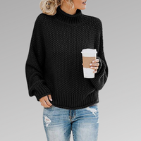 Damen Pullover | Strick klassisch mit Stehkragen – Schwarz