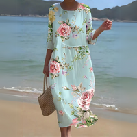 Miranda™ | Stilvolles Blumenkleid – Blau