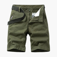 Herren-Cargo-Shorts aus Mischgewebe mit verstellbarem Gürtel und Taschen – Armygrün