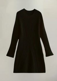 Faustine - Elegantes Mini-Kleid aus geripptem Strick – Schwarz