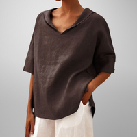 Alissa - Lässige, Locker Sitzende Bluse – Braun
