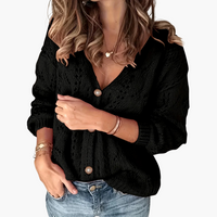 Astrid | Strickjacke mit Knöpfen – Schwarz