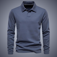 Klassisches langärmeliges Poloshirt für Männer – Blau