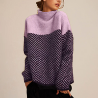 Chevron Luxe | Stylischer Rollkragenpullover Damen – Lila