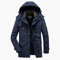 Herren Winterparka mit Kapuze und warmer Fütterung – Blau
