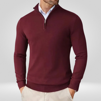 Herren Pullover | Reißverschlusskragen schmale Linienführung – Weinrot