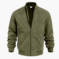 Herren Bomberjacke mit Reißverschluss und Seitentaschen – Oliven Grün