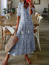Seren - Boho-Blumenkleid – Himmelblau