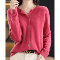 Mariana - Kuschelige Strickjacke Aus Wolle – Dunkelrosa