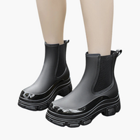 Damen Chelsea Stiefel mit elastischen Einsätzen und strukturierter Sohle – Schwarz