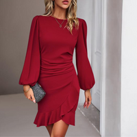 ANNEMARIE - ELEGANTES KLEID MIT PUFFÄRMELN – Rot