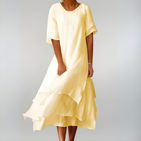 Agnès | Leichte und elegante Baumwolllange Robe – Gelb