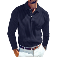 Daniel | Retro-Polo Herren stilvoll gestrickt mit Rippstruktur – Marine
