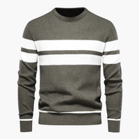 Bastian | Herrenpullover mit Streifen – Grün
