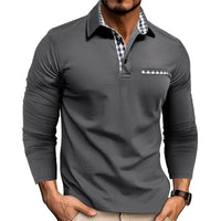 Rupert - Bequemes Herren-Langarm-Poloshirt – Grau