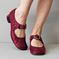 Bianca | Sandalen mit Keilschnalle aus Leder – Rot