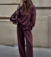 Elowen | Two-Piece Knit Set in Deep Burgundy Brown – Rot
