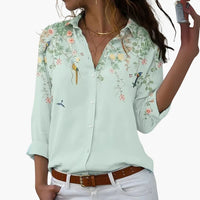 Blumen Colorblock Bluse für Damen - Stilvoll & Bequem – Oliv