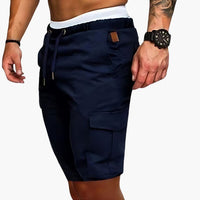 Herren Cargo Shorts mit Taschen und elastischem Bund für Sommer – Marine