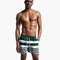 Gestreifte Badeshorts - Herren Schwimmshorts mit Kordelzug – Grün