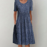Damen Verspieltes Bedrucktes Kleid | Midi – Blau 1