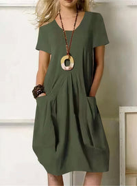 CALLAN - WEITES BAUMWOLLKLEID – Grün