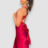 Zahara | Elegantes ärmelloses Abendkleid V-Ausschnitt – Rot