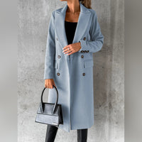 Damen Langer Wärmemantel – Blau