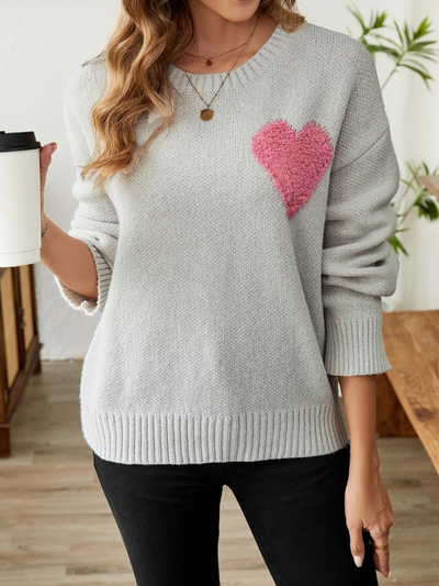 Koleni | Warmer Pullover mit Herzdesign – Damenpullover