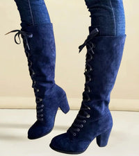 Asmita – Schnürstiefel Aus Wildleder Mit Hohem Absatz – Blau