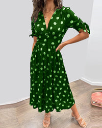 Monique | Elegantes Polka-Dots Kleid – Grün