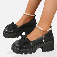 Heidi-Mode | Damen Plattform Loafers Schuhe – Schwarz