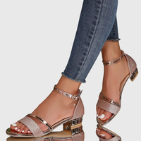 Renate | Damen Sandalen Knöchelriemen Blockabsatz Stabil Elegant Sommer – Roségold