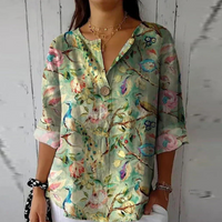 TIZIANA - LOCKERE BEDRUCKTE BLUSE – Grün