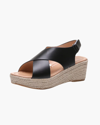 Damen Keil Sandalen | Kreuz Stile – Schwarz