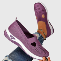 Frieda | Damen Strick Sneaker Slip-On Atmungsaktiv Leicht Komfort Alltag – Lila