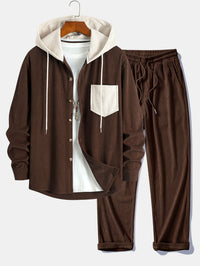 Cadmus – Set Aus Kapuzen Hemd Und Hose Aus Cord – Kaffee
