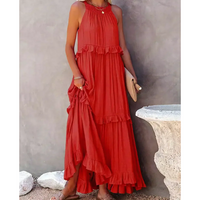 Damen Ausgestelltes ärmelloses Kleid | Maxi – Rot