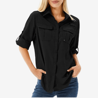 Atmungsaktive Wandershirt für Damen | Lange Ärmel – Schwarz
