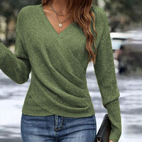 Federica – Strickpullover Mit Langen Ärmeln Und V-Ausschnitt – Grün