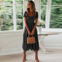 Boho Bequemes Kleid – Schwarz