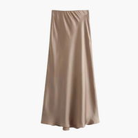 Fließender Satin-Midirock für Damen – Khaki