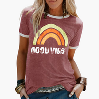 Good Vibes Grafik-T-Shirt - für Frauen im Casual-Stil – Rot