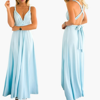 Abendkleid mit V-Ausschnitt - Damen Stil für Gala-Nächte – Hellblau