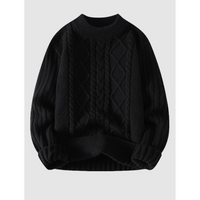 Gemütlicher Pullover aus Kabelstrick – Schwarz