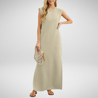 Diana | Ärmelloses Maxikleid für elegante Anlässe – Beige