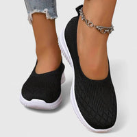 Lara | Damen Strick Ballerinas Slip-On Leicht Komfort Alltag Modern – Schwarz