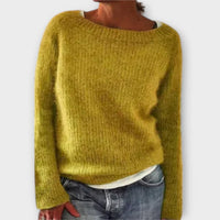 Regine – einfarbiger Strickpullover – Gelb