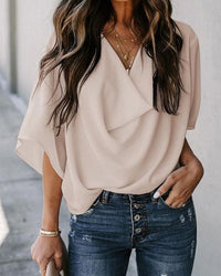 Heidi-Mode | Lässige Bluse Mit V-Ausschnitt Für Frauen – Beige